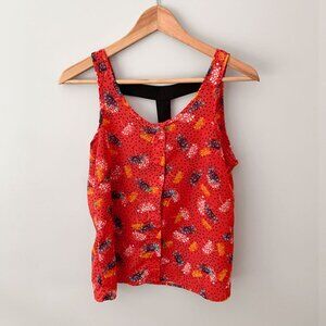 🔴 2+/$15 sale | Women's Red Floral Crop Tank Top